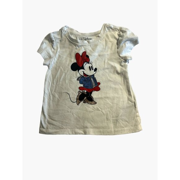 Baby GAP Disney Minnie Mouse Graphic Tee Toddler Girls Size 2T Glitter Excellent - Picture 1 of 4